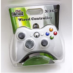 Manette Avec Fil USB (2 Mètres) Pour Xbox 360 / PC Windows 10 Par Old Skool - Blanche