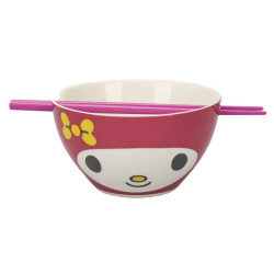 Bol A Ramen En Céramique Et Baguette - Hello Kitty Bol A Ramen En Céramique Et Baguette - Hello Kitty