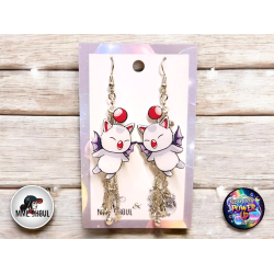 Boucles d'Oreilles Final Fantasy Par Power Up - Moogle Boucles d'Oreilles Final Fantasy Par Power Up - Moogle