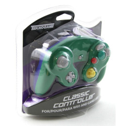 Manette Gamecube Par Teknogame - Vert Et Bleu Manette Gamecube Par Teknogame - Vert Et Bleu